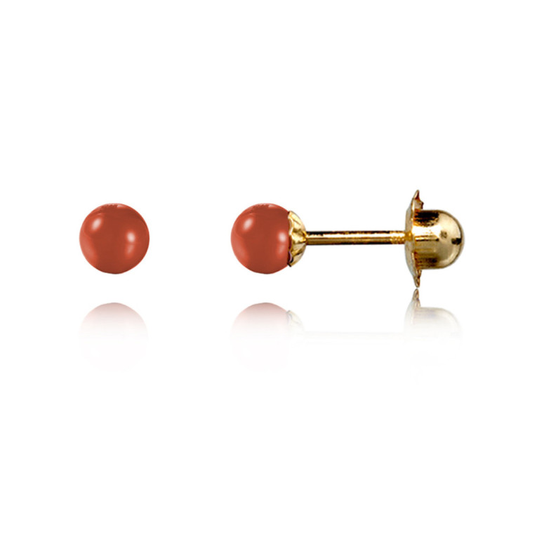 Pendientes Bebé Coral Tuerca Rosca - Boucles d'oreilles pour bébé