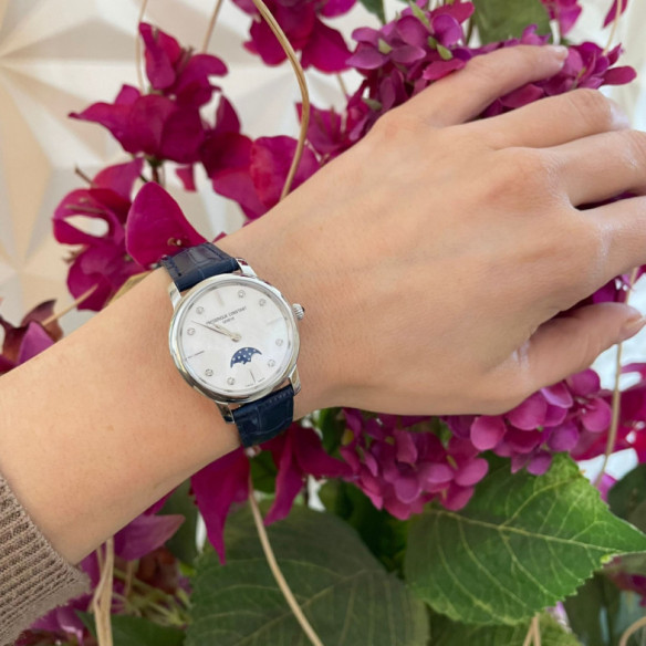 Frederique Constant Quarzo slimline da donna con fasi lunari - Frederique Constant