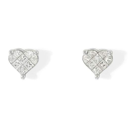 Orecchini di diamanti cuore assonnato - Orecchini della sposa