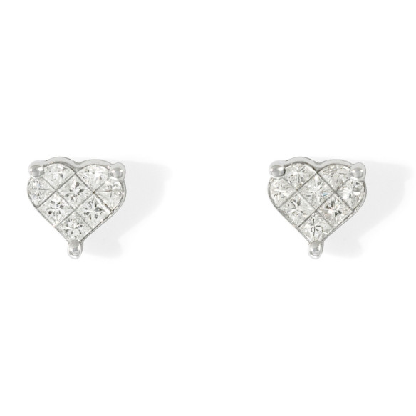 Pendientes Diamantes Dormilona Corazón - Pendientes de Novia