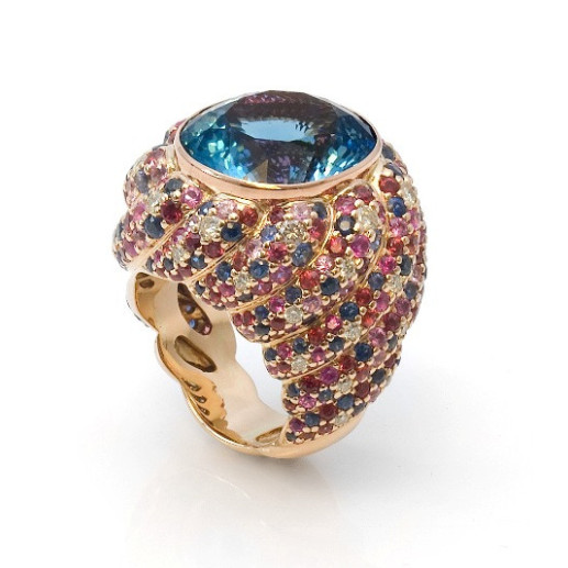 Anillo Topacio Azul Cocktail - Bijoux élevés