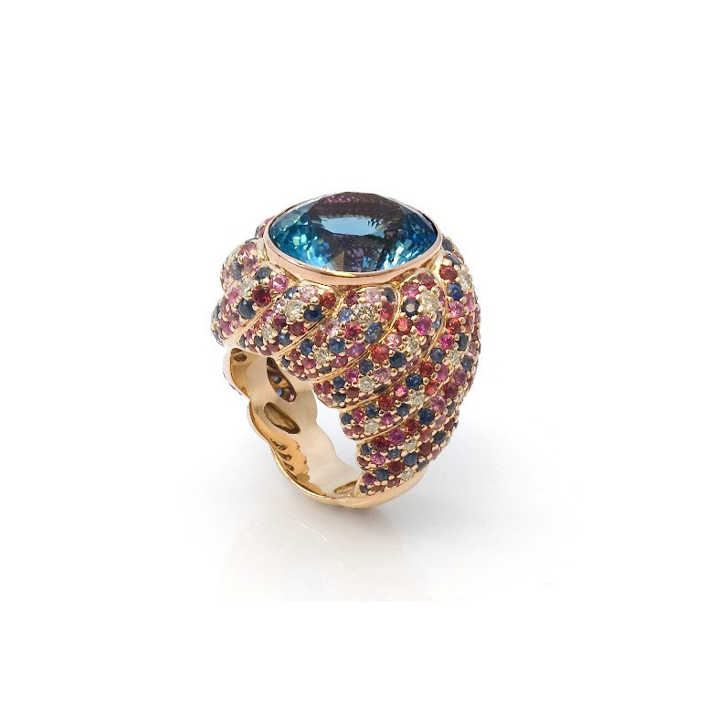 Anillo Topacio Azul Cocktail - Bijoux élevés