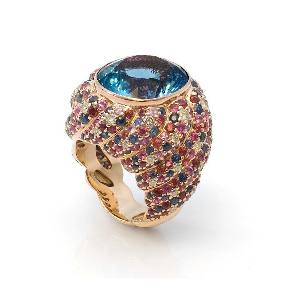 Anillo Topacio Azul Cocktail - Bijoux élevés