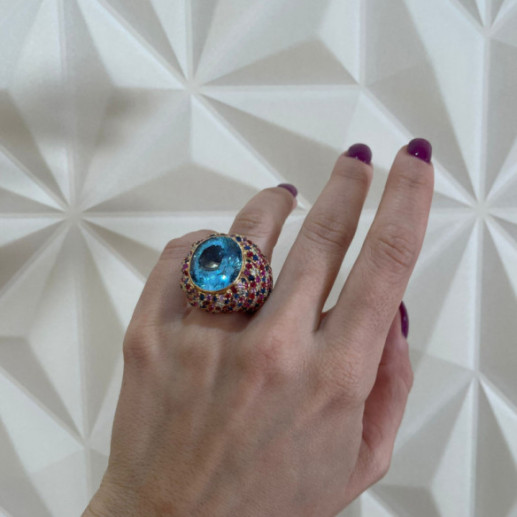 Anillo Topacio Azul Cocktail - Alta Joyería 2