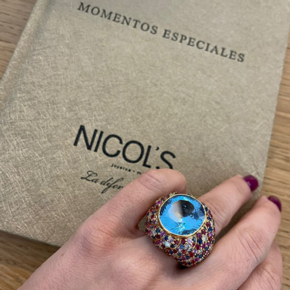 Blue Topaz Ring COCKTAIL - High jewelry
