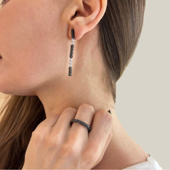 Long Diamond Ohrringe Riviere Black Power - lang