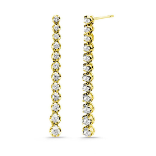 Pendientes Diamantes Largos 1.30Ct Riviere Oro Amarillo - Brincos de noiva