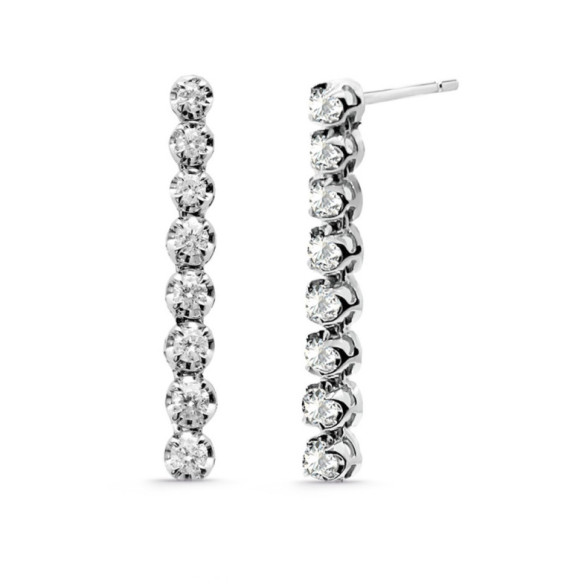 Orecchini di diamanti lunghi 0.55Ct Riviere Oro Bianco - Orecchini della sposa