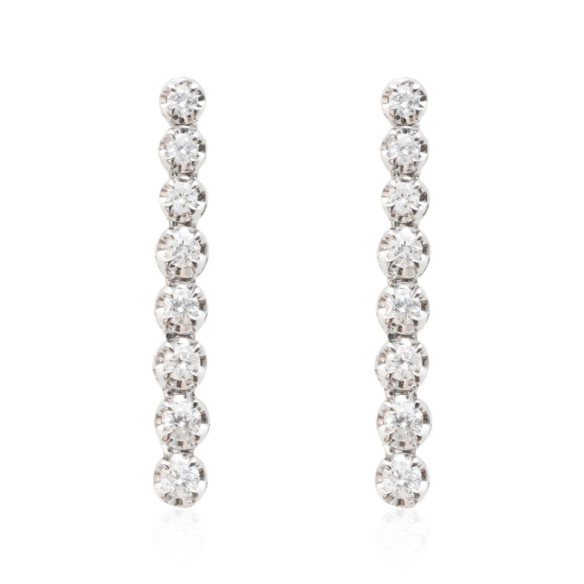 Pendientes Diamantes Largos 0.55Ct Riviere Oro Blanco - Pendientes de Novia