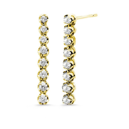 Pendientes Diamantes Largos 0.55Ct Riviere Oro Amarillo - Brincos de noiva