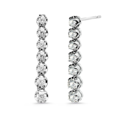 Pendientes Diamantes Largos 0.98Ct Riviere Oro Blanco - Boucles d'oreilles mariées