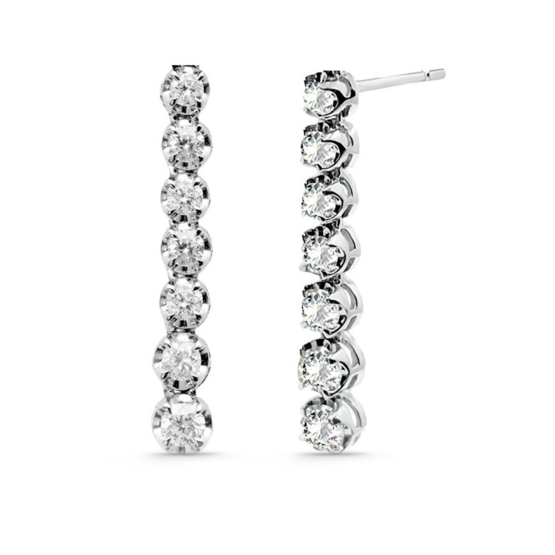 Pendientes Diamantes Largos 0.98Ct Riviere Oro Blanco - Pendientes de Novia
