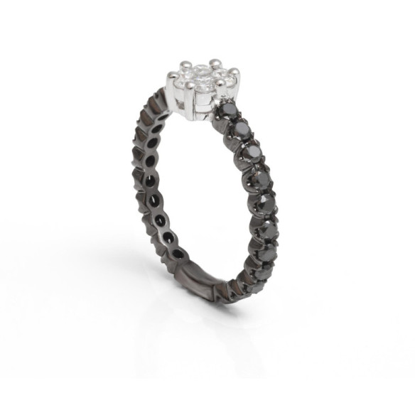 Schwarz Power Weiß Diamantring - Weißgoldringe