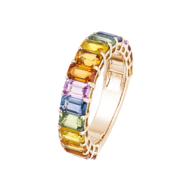 Regenbogen-Roségoldfarbener Saphirring - Saphiringe