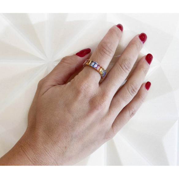 Regenbogen-Roségoldfarbener Saphirring - Saphiringe