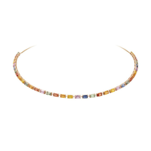 Sapphires Rose Gold choker Colors RAINBOW - Necklaces