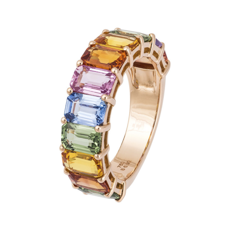 Regenbogen-Roségoldfarbener Saphirring - Ringe aus Roségold