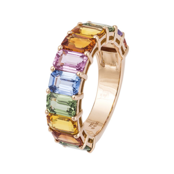 Regenbogen-Roségoldfarbener Saphirring - Ringe aus Roségold