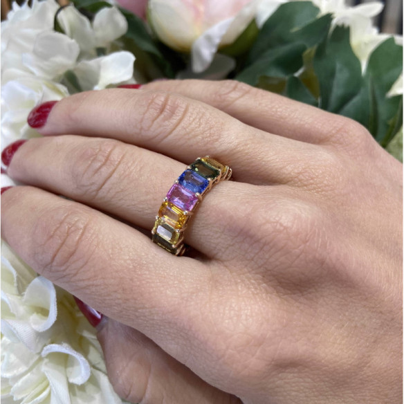 Regenbogen-Roségoldfarbener Saphirring - Ringe aus Roségold
