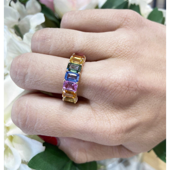 Regenbogen-Roségoldfarbener Saphirring - Ringe aus Roségold