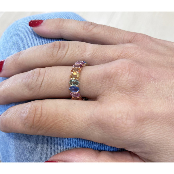 Anillo Zafiros Colores Oro Rosa Rainbow - Anillos de Zafiro