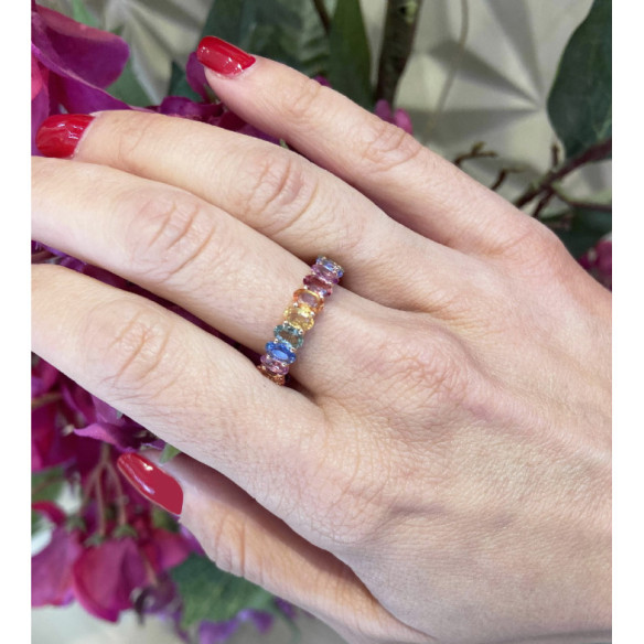 Anillo Zafiros Colores Oro Rosa Rainbow - Anillos de Zafiro