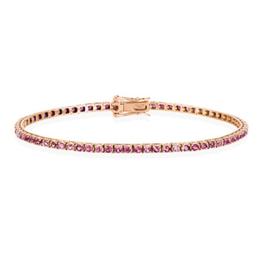 Pulsera Zafiros Rosa Claro 2.45Ct Oro Rosa Rainbow - Bracelets de couleur de pierres
