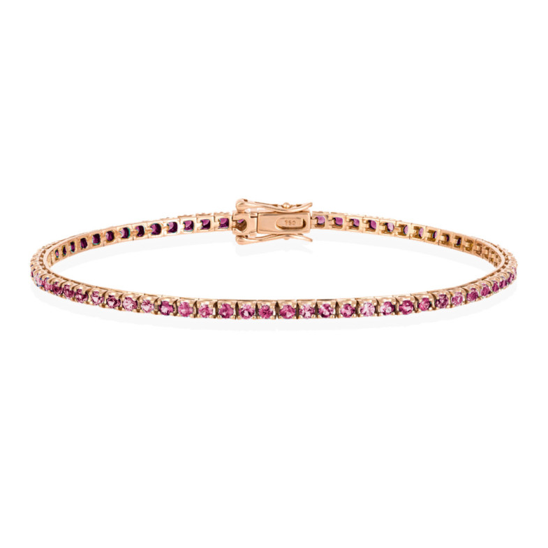 Pulsera Zafiros Rosa Claro 2.45Ct Oro Rosa Rainbow - Pulseras Piedras Color