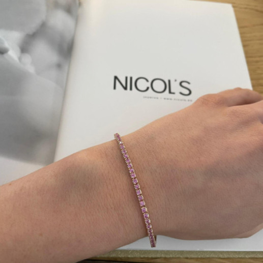 Light Pink Sapphires Bracelet 2.45ct Rose Gold RAINBOW - Stones Color Bracelets 2