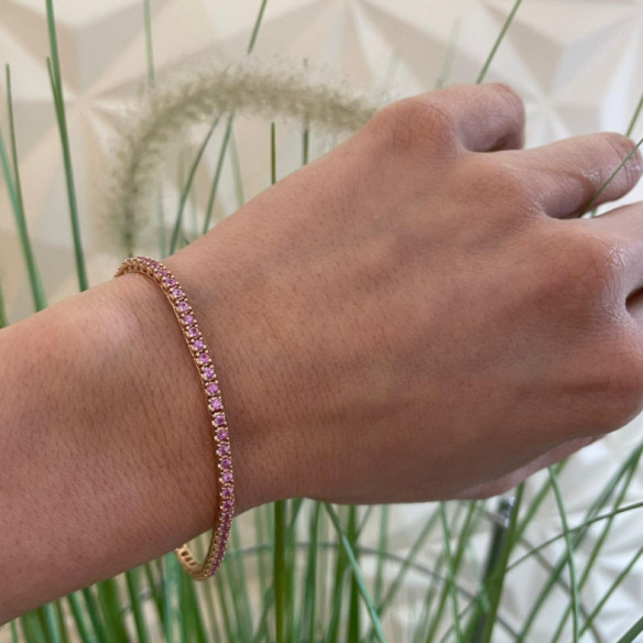 Pulsera Zafiros Rosa Claro 2.45Ct Oro Rosa Rainbow - Steine Farbarmbänder