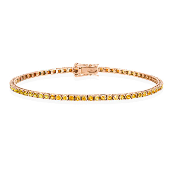 Pulsera Zafiros Amarillos 2.45Ct Oro Rosa Rainbow - Pulseras Piedras Color