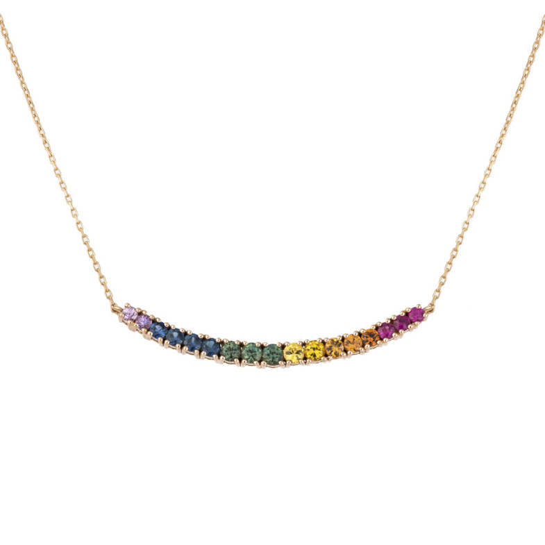 RAINBOW Rose Gold Colors Sapphires Choker - Necklaces