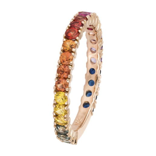 Anillo Zafiros Colores Oro Rosa Riviere Rainbow - Anillos de Zafiro 2