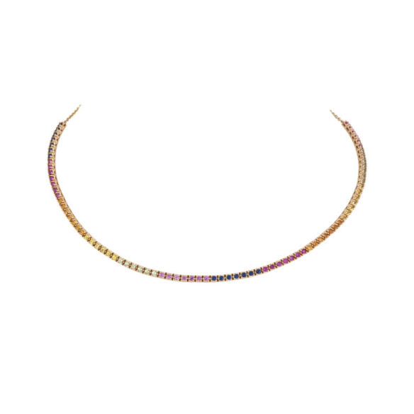 Gargantilla Zafiros Colores Oro Rosa Rainbow - COLLARES