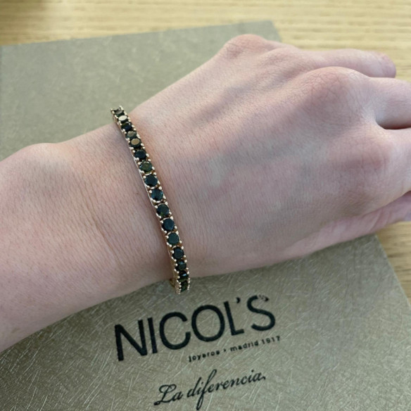 Pulsera Zafiros Verde Oscuro 9.50Ct Oro Rosa Rainbow - Braccialetti colorati pietre