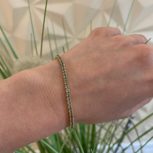 Pulsera Zafiros Verdes Claro 3.80Ct Oro Amarillo Rainbow - Bracelets de couleur de pierres