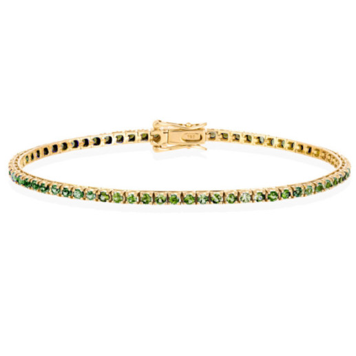 Pulsera Zafiros Verdes Claro 3.80Ct Oro Amarillo Rainbow - Braccialetti colorati pietre 2