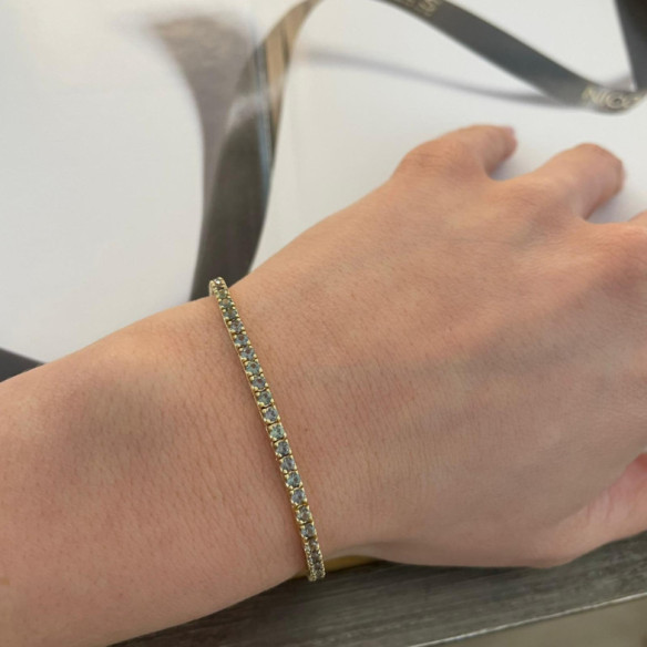 Pulsera Zafiros Verdes Claro 3.80Ct Oro Amarillo Rainbow - Bracelets de couleur de pierres