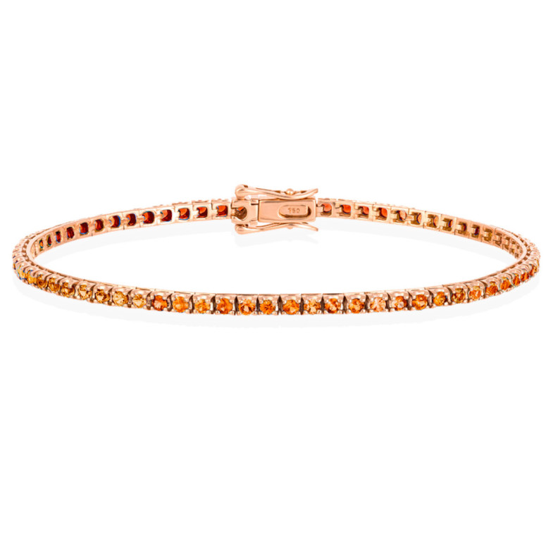 Pulsera Zafiros Naranjas 3.80Ct Oro Rosa Rainbow - Pulseras Piedras Color
