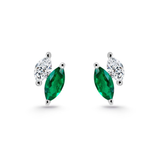 Pendientes Trepadores Marquise Diamantes y Esmeraldas - Brincos de escalada
