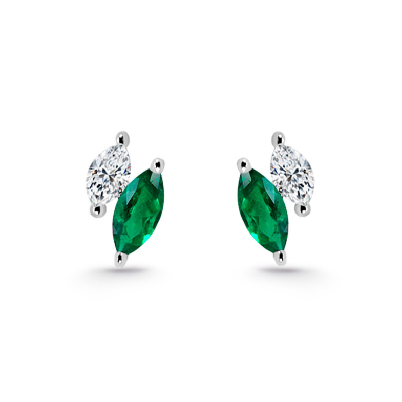Pendientes Trepadores Marquise Diamantes y Esmeraldas - Brincos de escalada