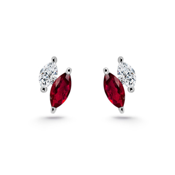 Pendientes Trepadores Marquise Diamantes y Rubíes - Kletterohrringe