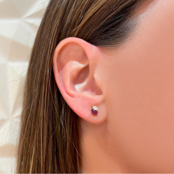 Pendientes Trepadores Marquise Diamantes y Rubíes - Kletterohrringe