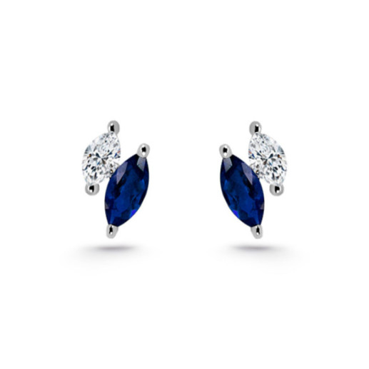 Pendientes Trepadores Marquise Diamantes y Zafiros - PENDIENTES