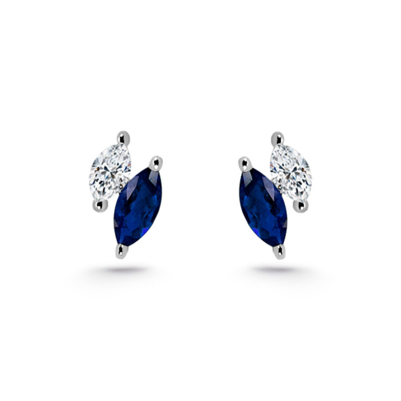 Pendientes Trepadores Marquise Diamantes y Zafiros - Ohrringe