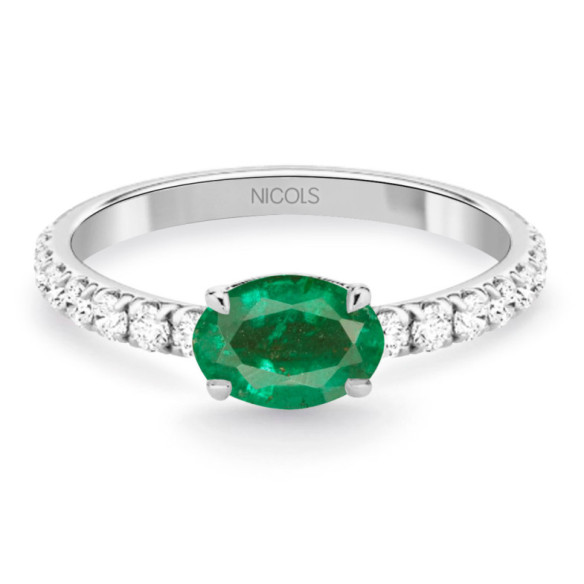 Anillo Esmeralda y Diamantes Lolita 0.45 - Anéis de noivado verde
