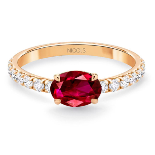 Anillo Rubí y Diamantes Lolita 0.45 Oro Rosa - ANILLOS