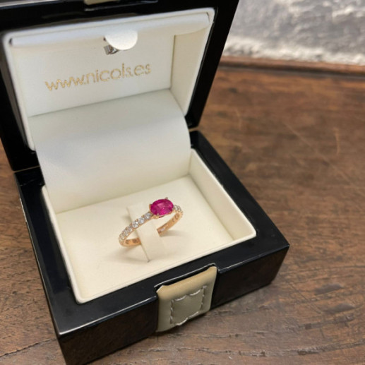 Anillo Rubí y Diamantes Lolita 0.45 Oro Rosa - ANILLOS 2