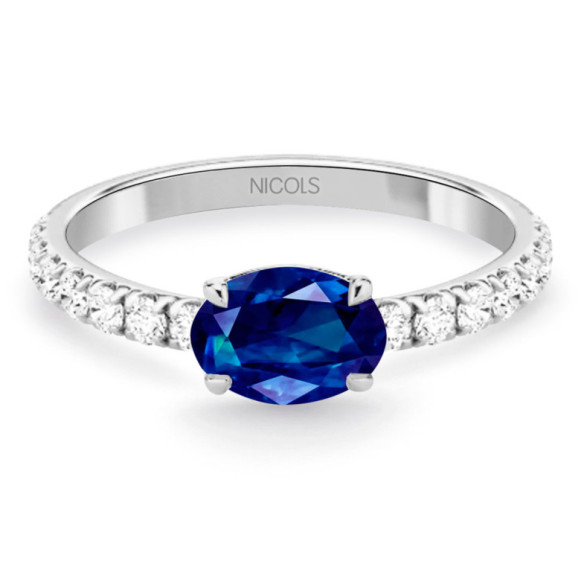 Anillo Zafiro y Diamantes Lolita 0.45 - Anillos de Compromiso Azul