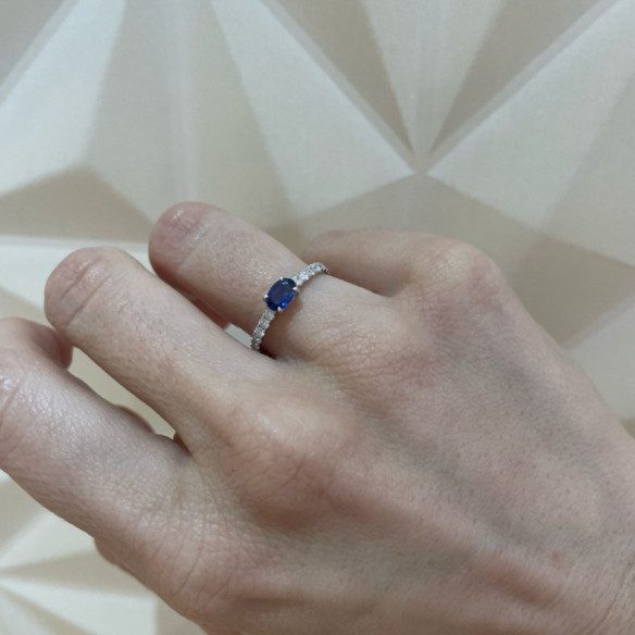 Anillo Zafiro y Diamantes Lolita 0.45 - Anillos de Compromiso Azul